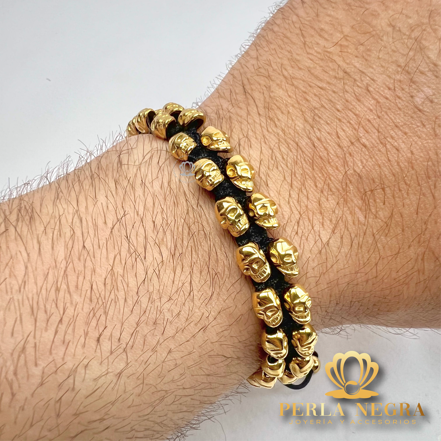 Imperial 18K Yellow Gold Skull Bracelet