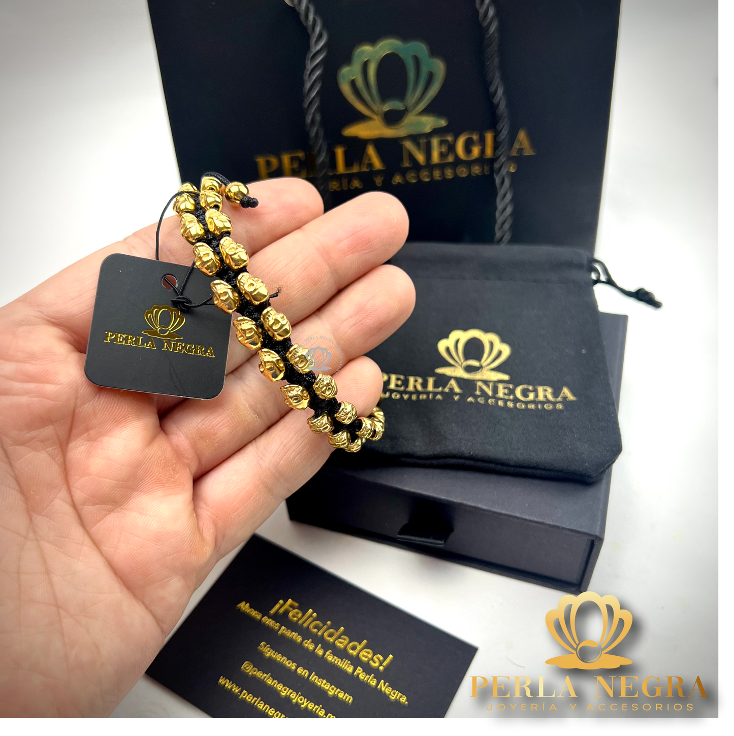 Imperial 18K Yellow Gold Skull Bracelet