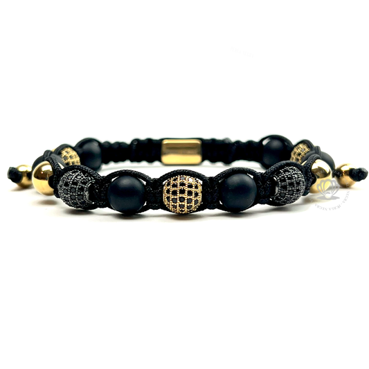 Classic Onyx, Black & Gold Black Cz Bracelet