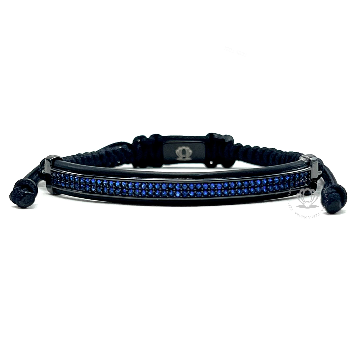 Rhodium Blue Cz Curved Bracelet