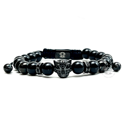 Rhodium Jaguar & Black Onyx Bracelet