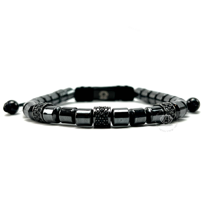 Black Hematite & Black Cz Cylinders Bracelet