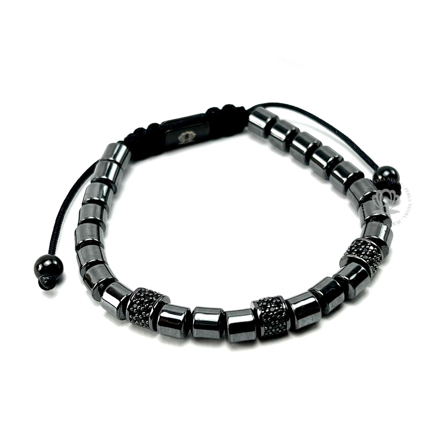 Black Hematite & Black Cz Cylinders Bracelet