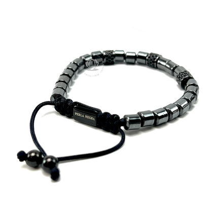 Black Hematite & Black Cz Cylinders Bracelet