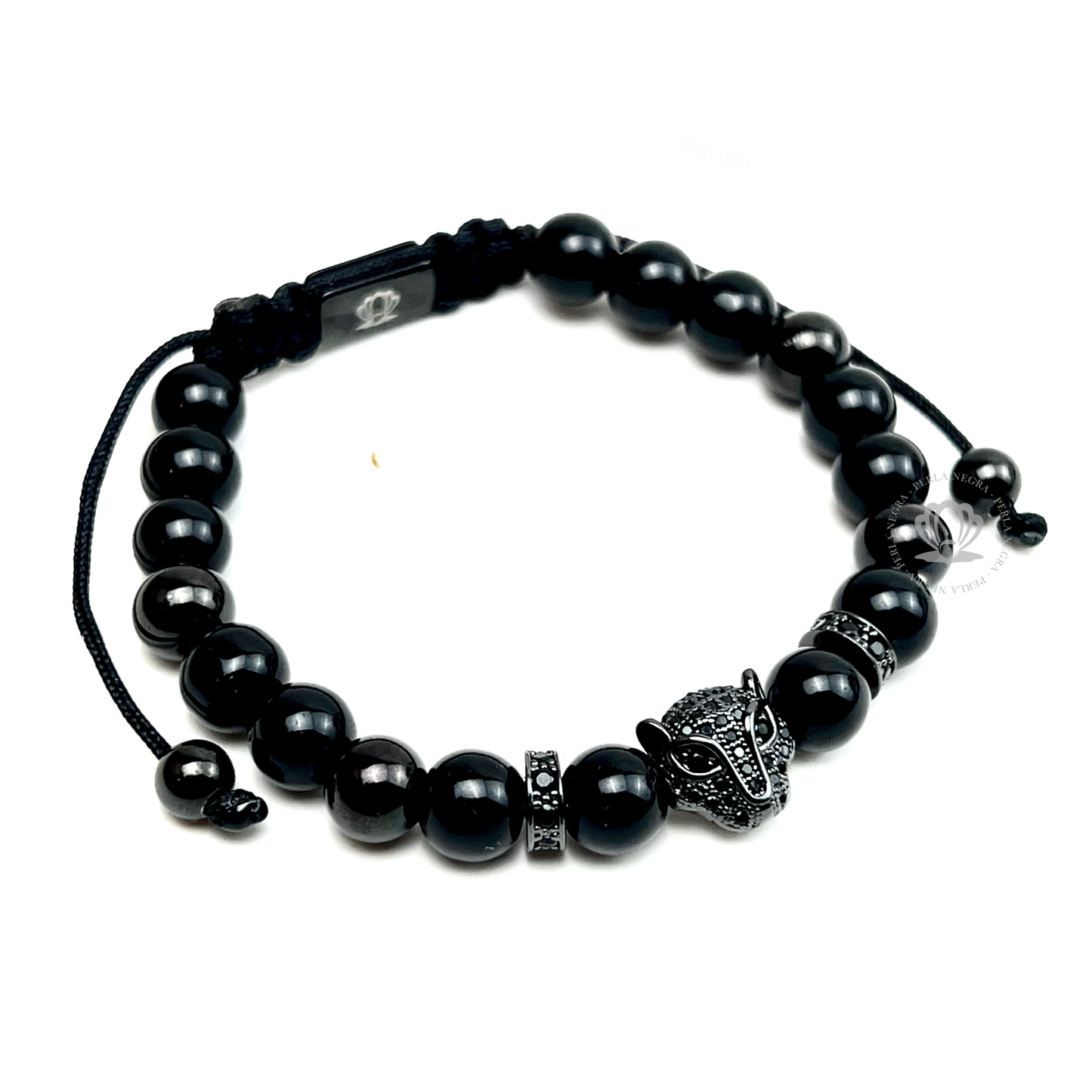 Rhodium Jaguar & Black Onyx Bracelet