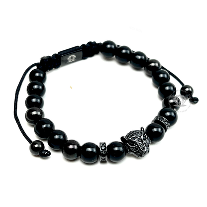 Rhodium Jaguar & Black Onyx Bracelet