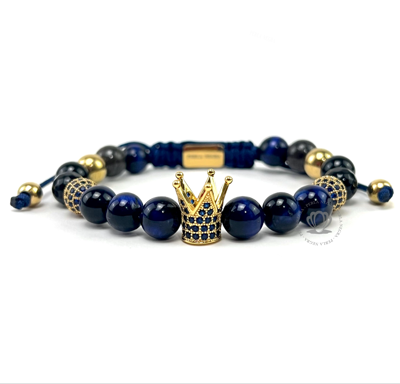 Yellow Gold Crown Blue Cz, Lapislázuli Skull & Square Combination