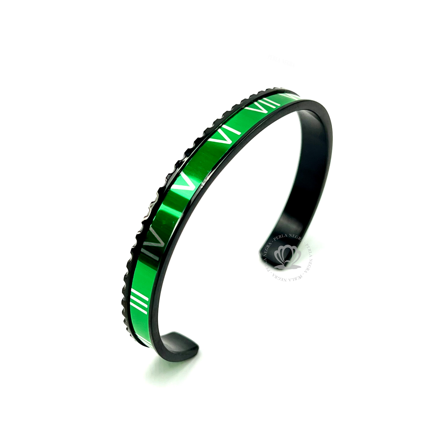 Rhodium Roman Speed Green Bracelet