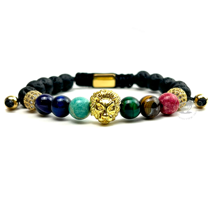 Classic Chakras Gold Lion Cz Bracelet