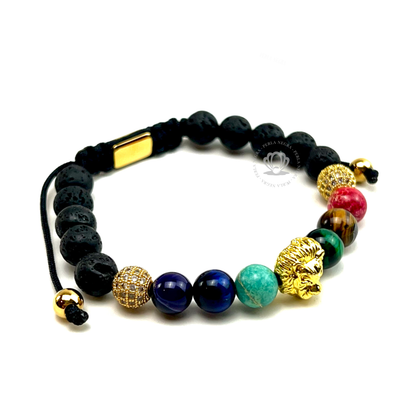 Classic Chakras Gold Lion Cz Bracelet