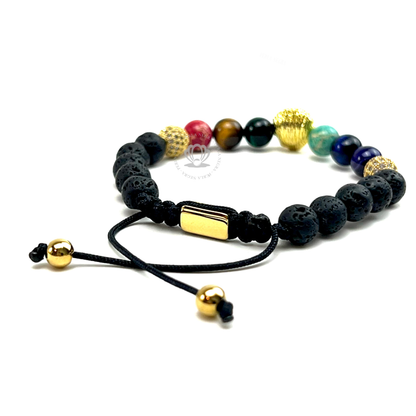 Classic Chakras Gold Lion Cz Bracelet