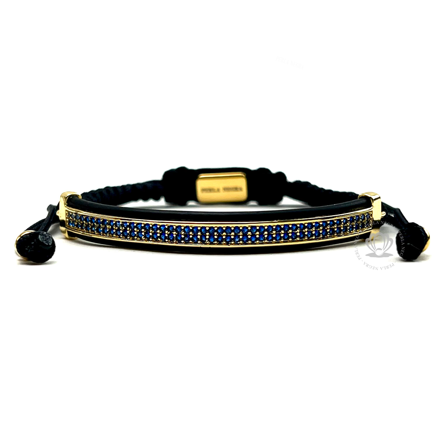 Yellow Gold Blue Cz Curved Bracelet