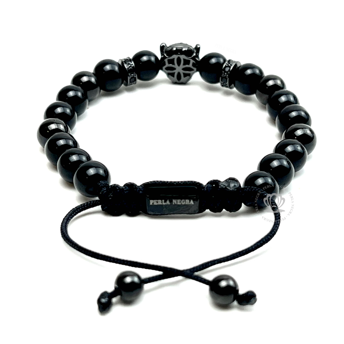 Rhodium Jaguar & Black Onyx Bracelet