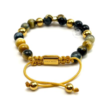 Gold Bull , Yellow Tiger Eye & Natural Tiger Eye Bracelet