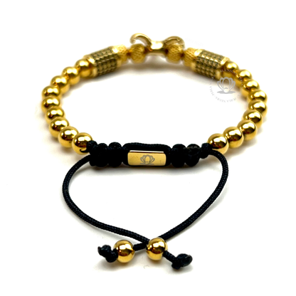 Gold Bull  & 18k Gold Beads Bracelet