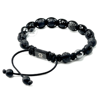 Volcanic Stone, Onyx & Hematite Beads Bracelet