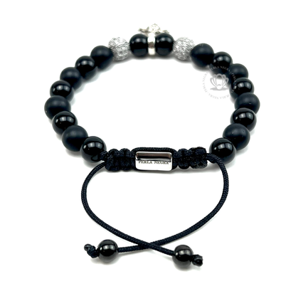 Silver Bull & Onyx Bracelet