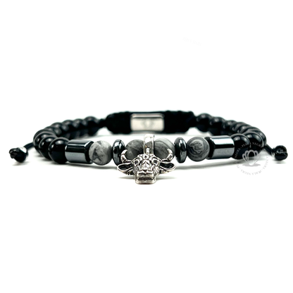 Silver Bull & Bright Onyx Bracelet