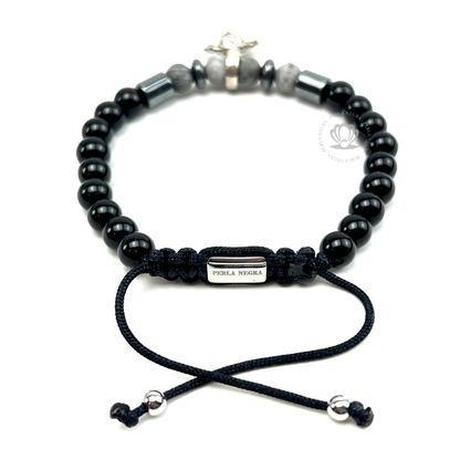 Silver Bull & Bright Onyx Bracelet