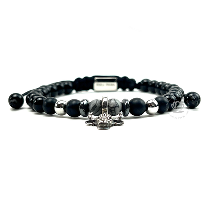 Silver Bull & Hematite Bracelet