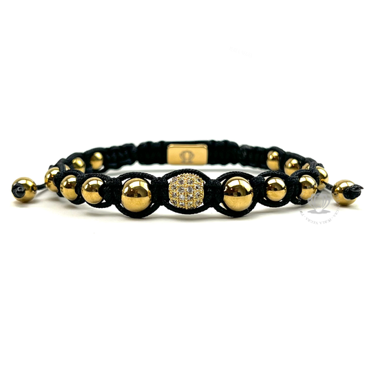 Classic Gold Beads & Clear Cz Bracelet