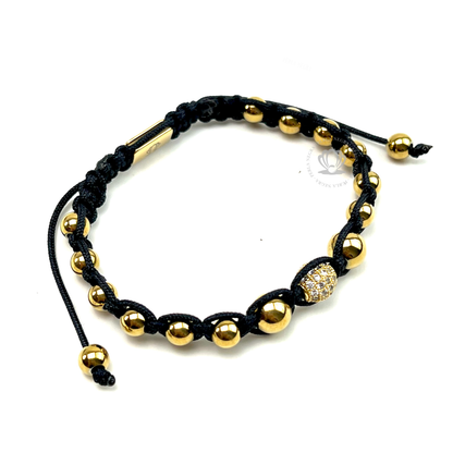 Classic Gold Beads & Clear Cz Bracelet