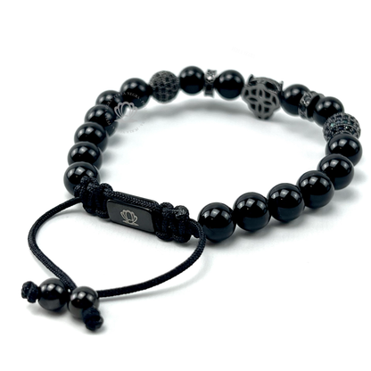 Rhodium Jaguar Black Cz & Black Onyx Bracelet