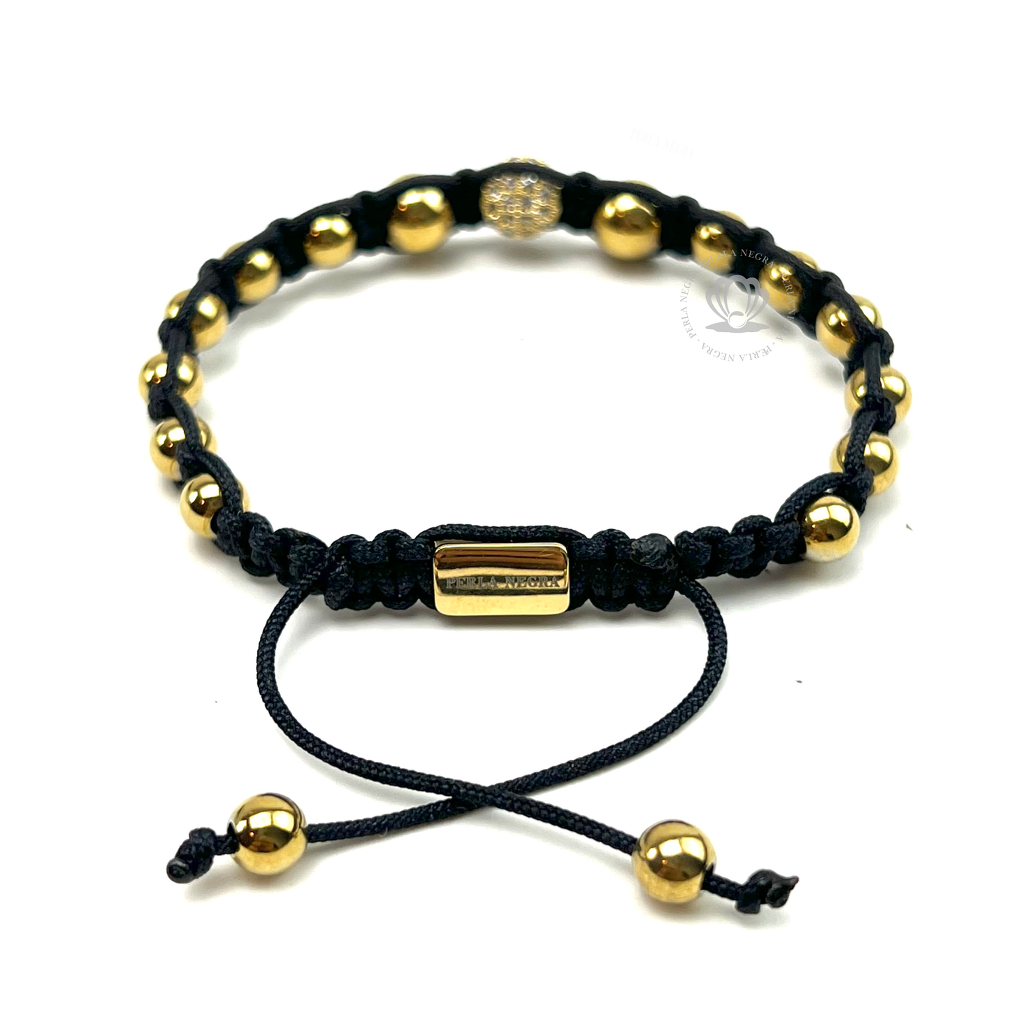 Classic Gold Beads & Clear Cz Bracelet