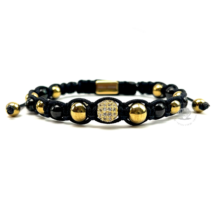 Classic Gold & Rhodium Beads & Clear Cz Bracelet