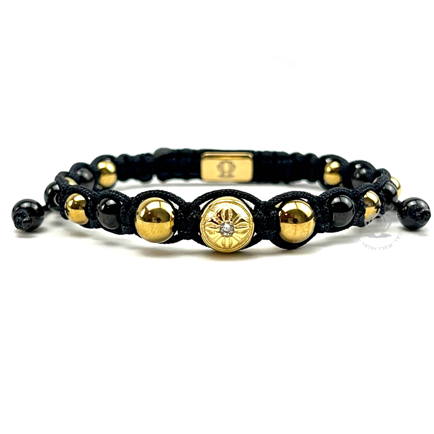 Classic Gold & Rhodium Beads & Star Cz Bracelet