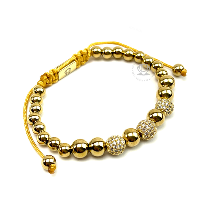 18k Gold Cz Beads & Clear Cz Bracelet