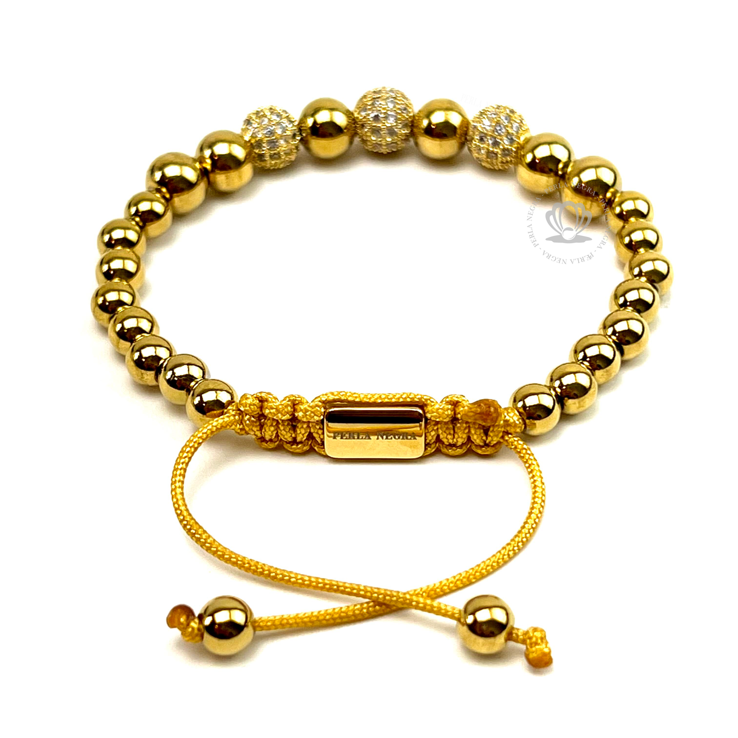 18k Gold Cz Beads & Clear Cz Bracelet