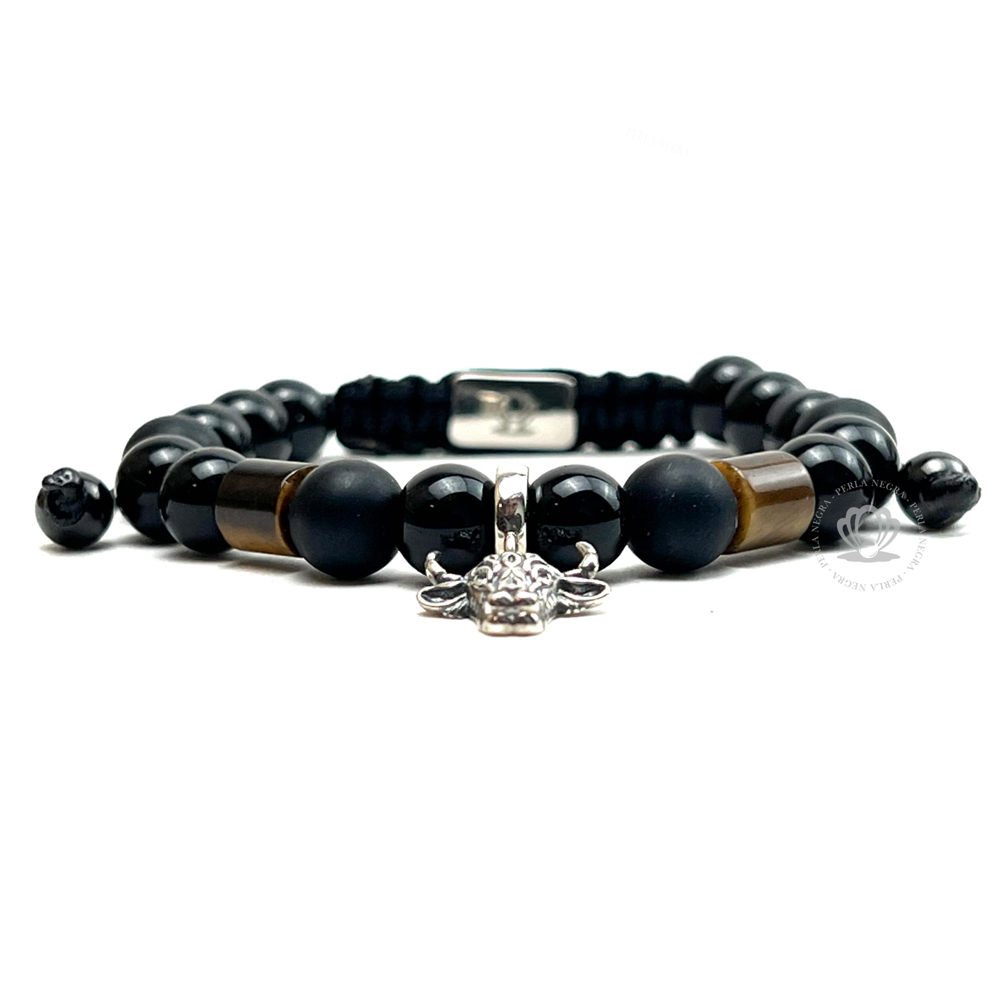Silver Bull & Brown Tiger Eye Bracelet "Modelo Unico"