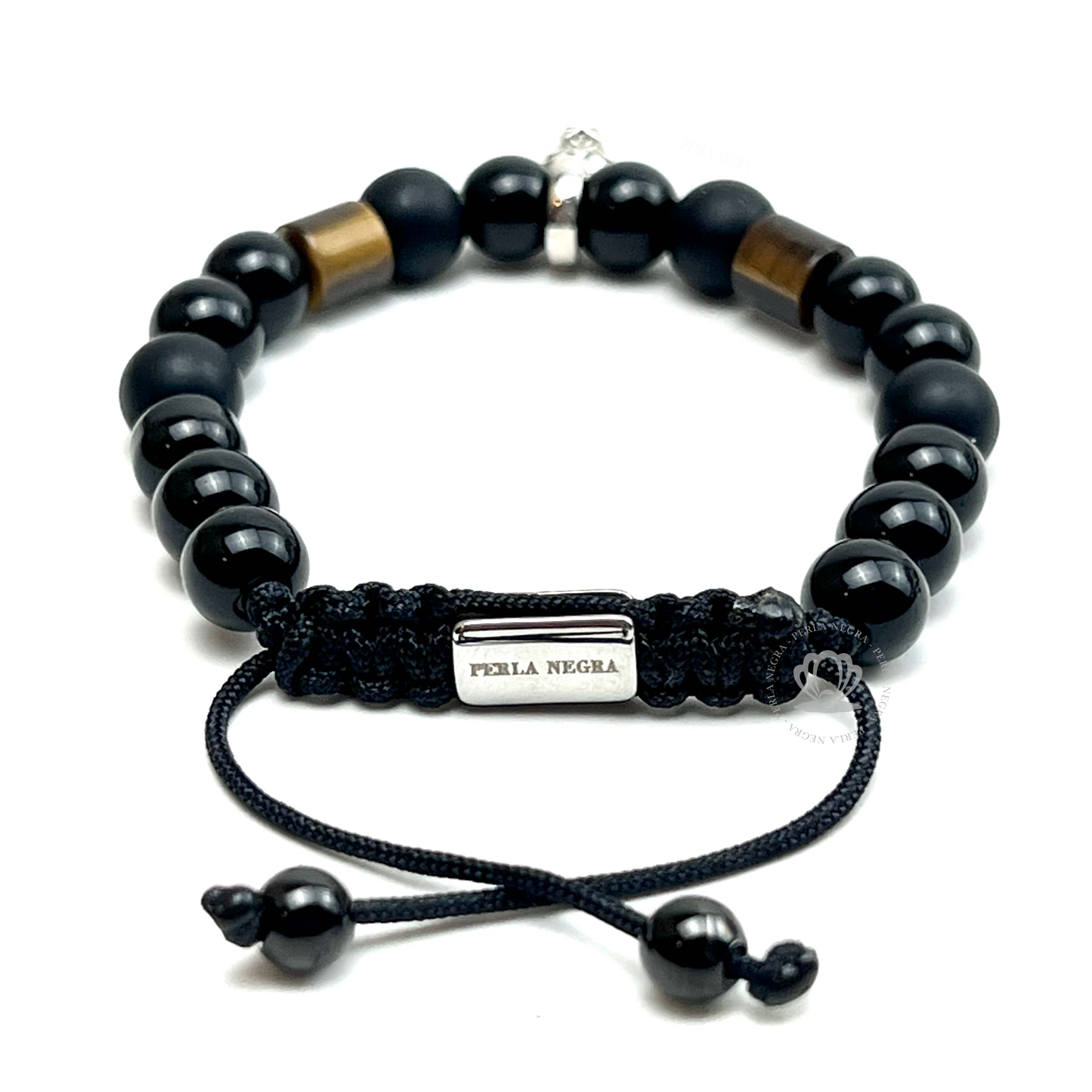 Silver Bull & Brown Tiger Eye Bracelet "Modelo Unico"