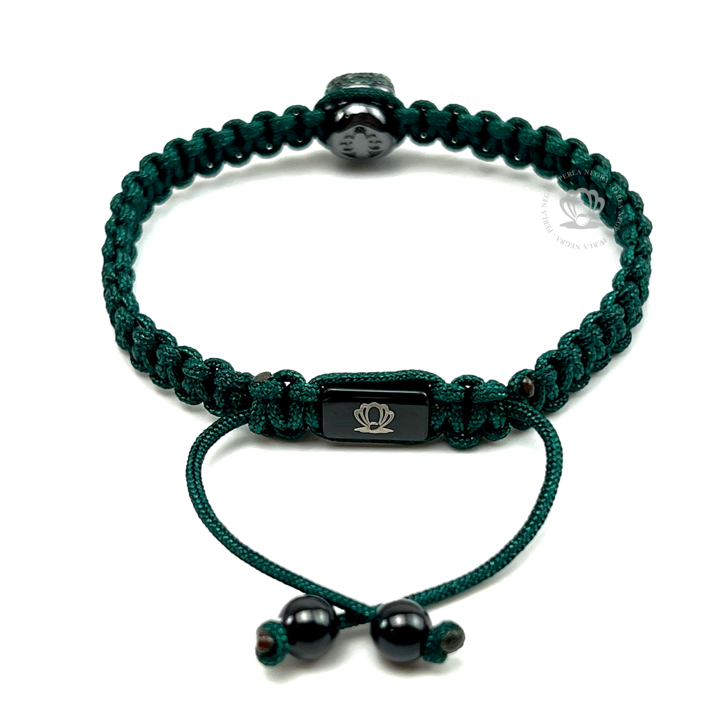 Rhodium Skull & Green Cz - Green Rope