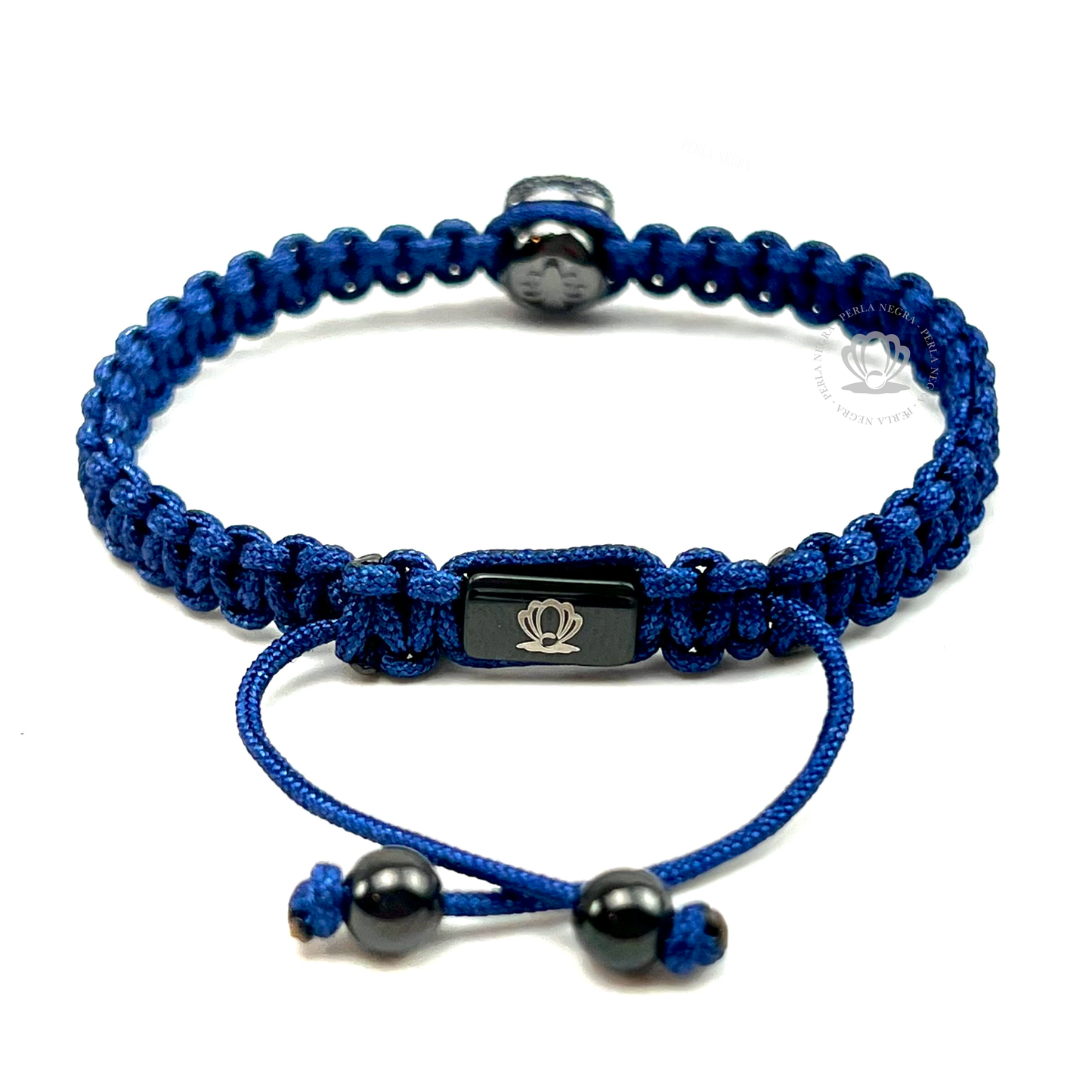 Rhodium Skull & Blue Cz - Blue Rope