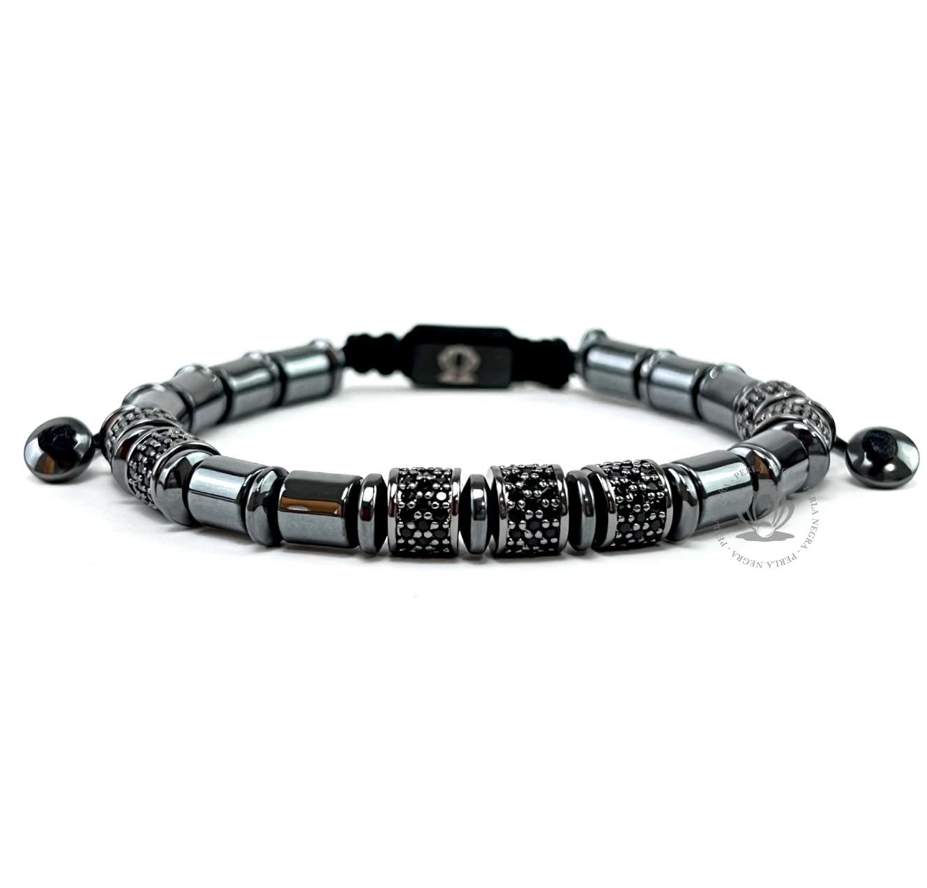 Luxury Rodhium Skull,  Black Cz & Hematite Combination