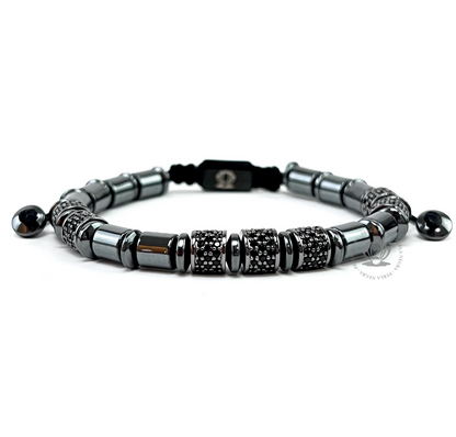 Luxury Rodhium Skull,  Black Cz & Hematite Combination