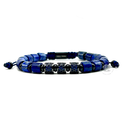 Blue Tiger Eye, Rhodium & Blue Cz Bracelet