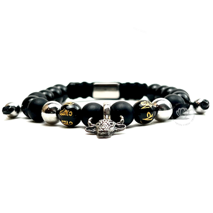 Silver Bull, Silver Beads & Onyx Bracelet "Modelo Unico"
