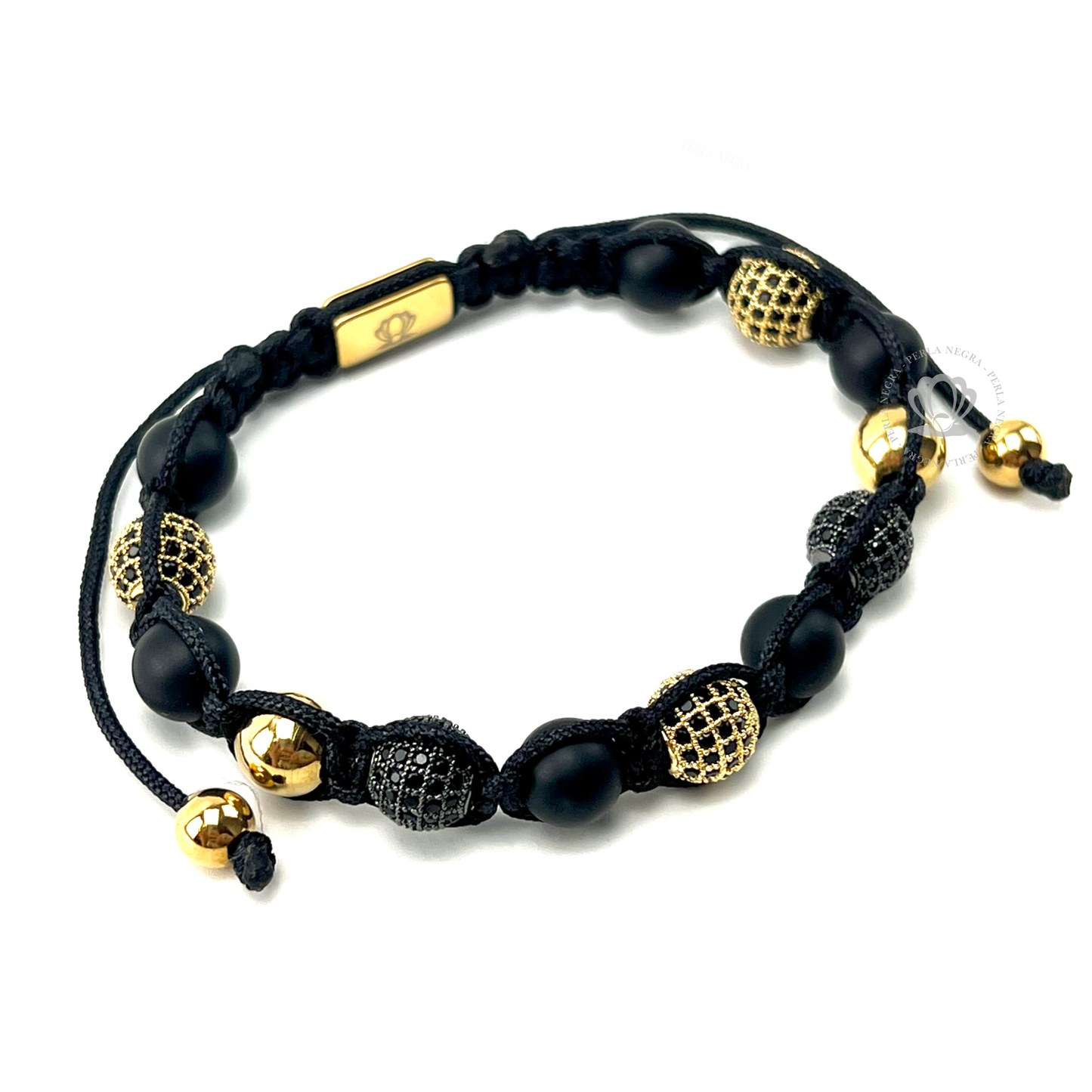 Classic Onyx, Black & Gold Black Cz Bracelet