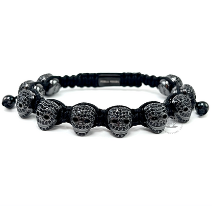 Luxury Rodhium Skull,  Black Cz & Hematite Combination