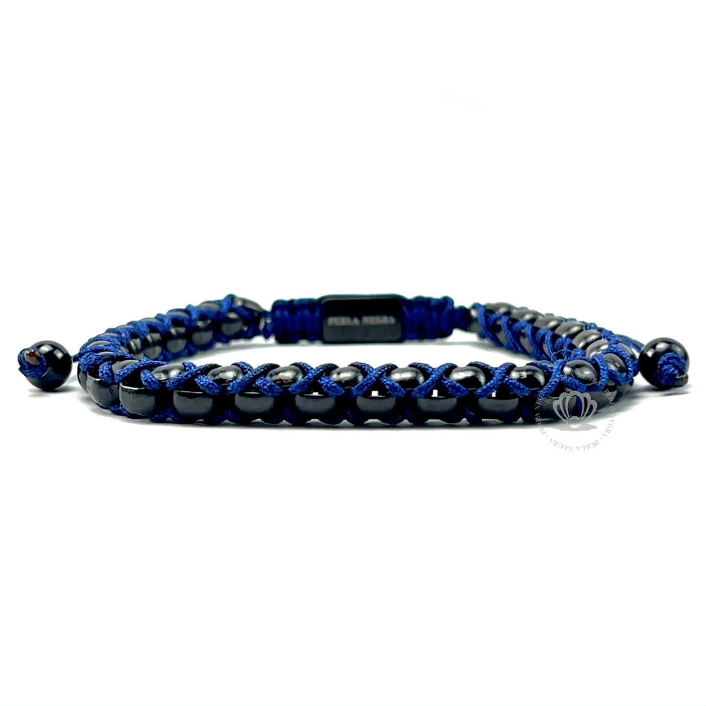 Chain Rhodium & Blue Thread Bracelet