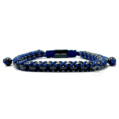 Chain Rhodium & Blue Thread Bracelet