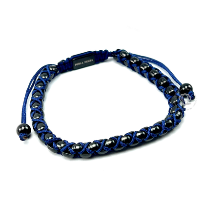 Chain Rhodium & Blue Thread Bracelet