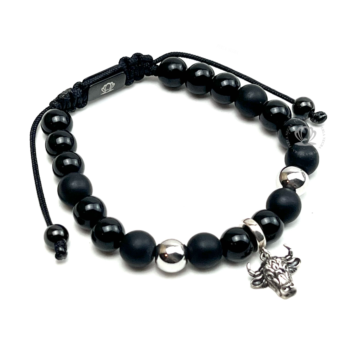 Silver Bull & Onyx Bracelet "Modelo Unico"