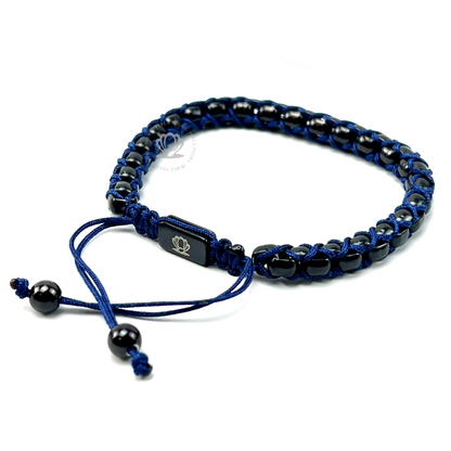 Chain Rhodium & Blue Thread Bracelet