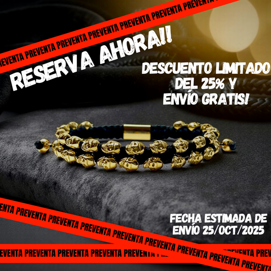Imperial 18K Yellow Gold Skull Bracelet