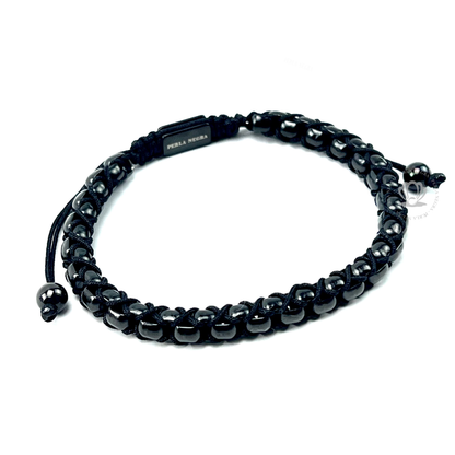 Chain Rhodium & Black Thread Bracelet