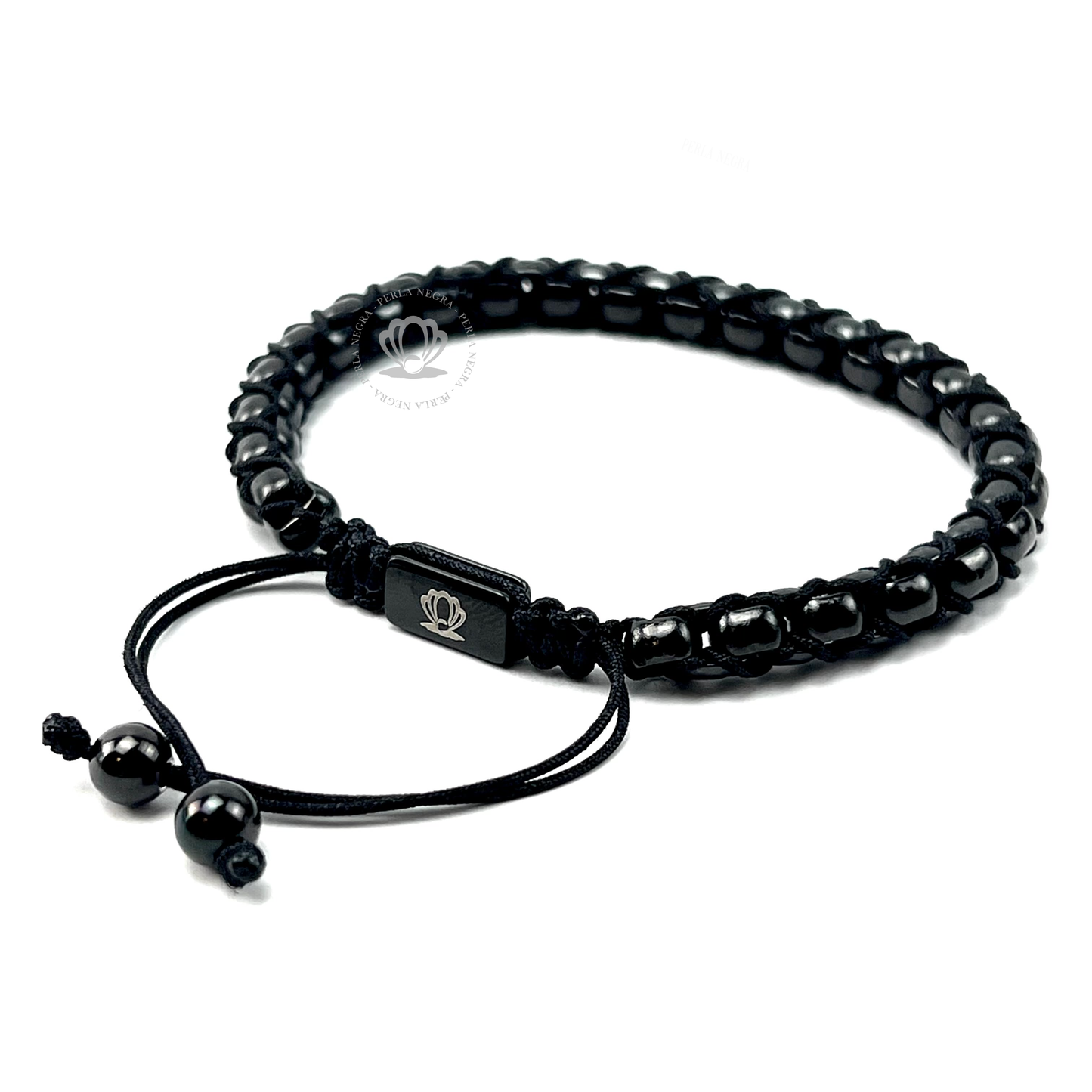 Chain Rhodium & Black Thread Bracelet